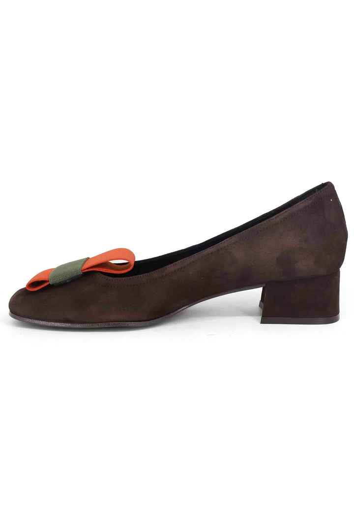 Decollete donna in camoscio marrone con tacco basso GARDEN 013 Daniele Ancarani 