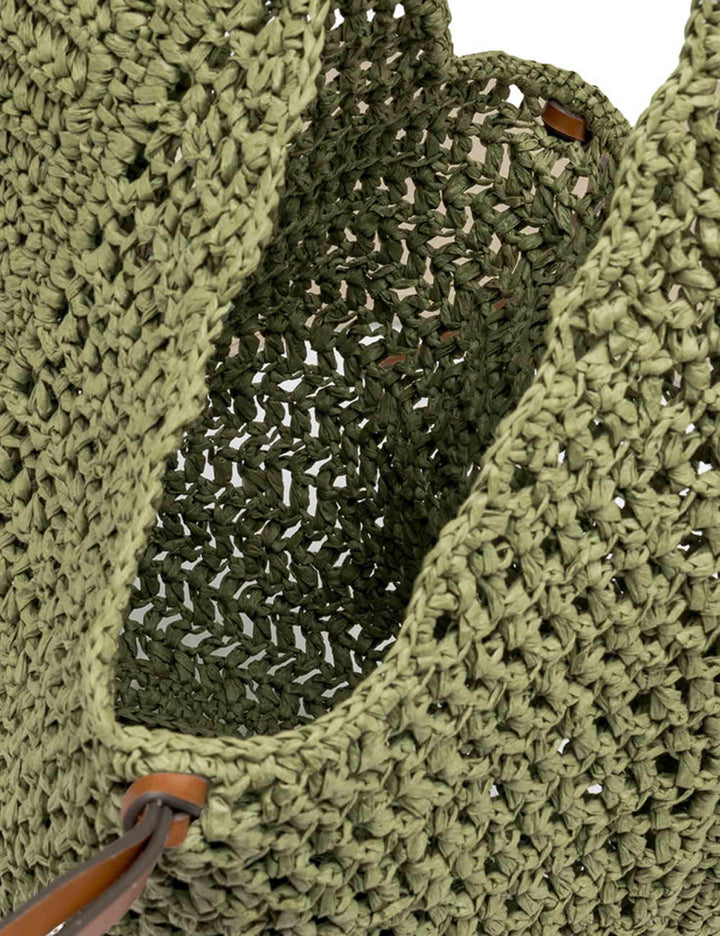 Borse donna Nefeli monospalla in paglia verde con chiusura cordoncino BS11954 COMM STR-CRCH 11730 Gianni Chiarini 
