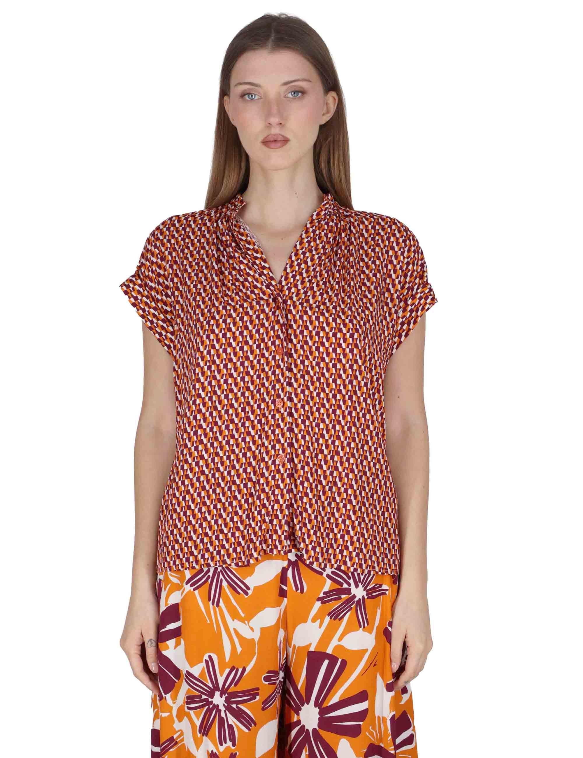 Camicie donna Flared Shirt in viscosa naturale arancione stampata JABCM0001-F1526-1245 2102 Justmine 