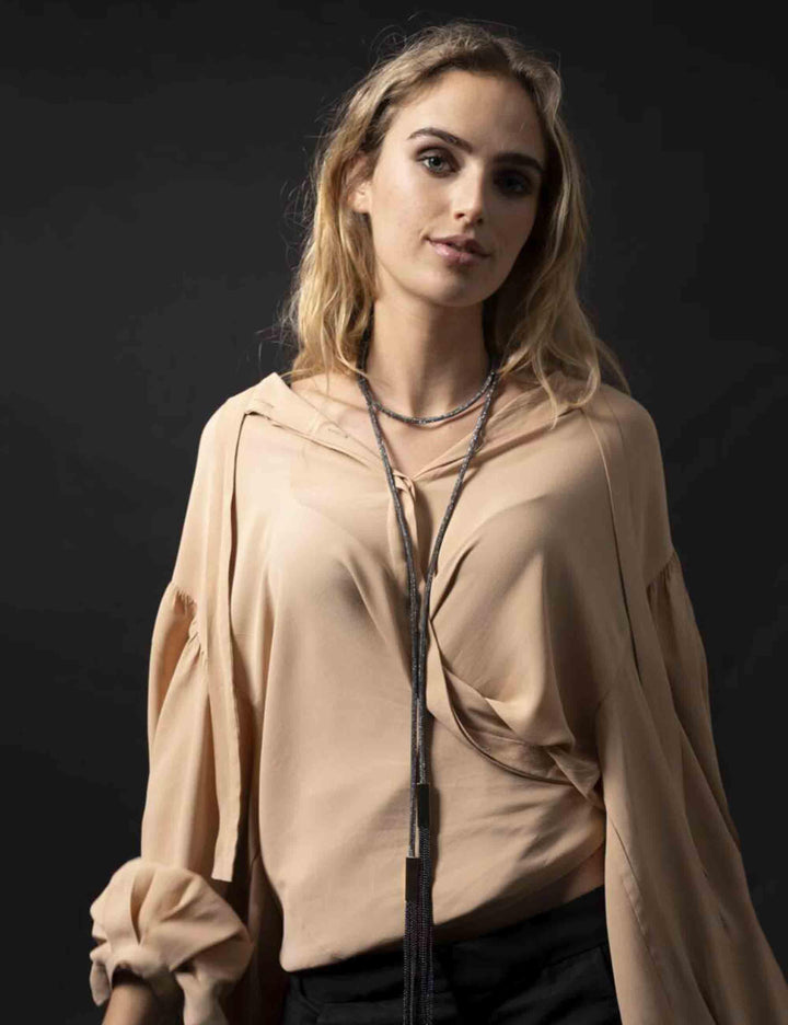 Collane donna con nappe in acciaio W26FOX01P 001 Centopercentocachemire 