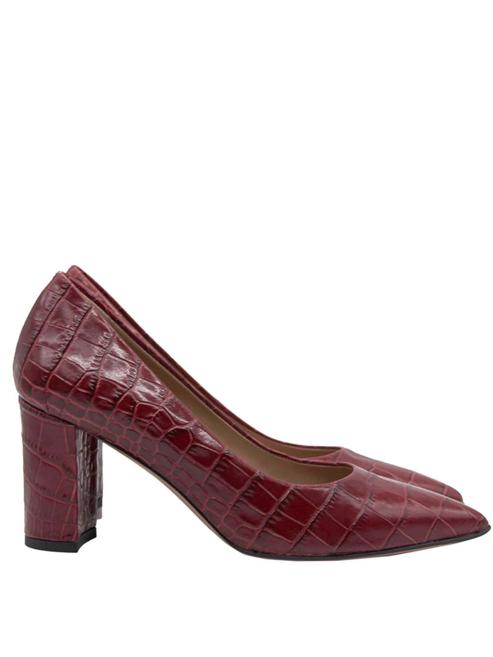 Calzature Donna Décolleté in Pelle Stampata Cocco di Colore Rosso Tacco Alto 6201S ROSSO Fru 