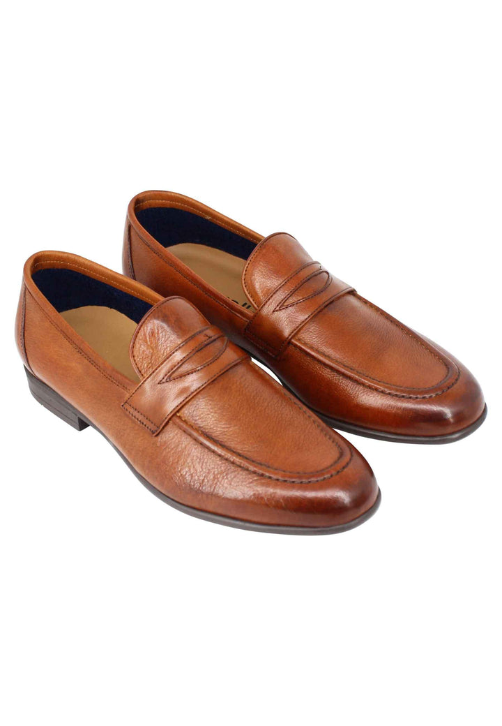 Mocassini uomo in pelle cuoio con suola in gomma SP2023 001 Spatarella 