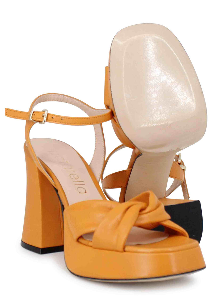 Sandali donna in pelle arancione con tacco alto plateau e cinturino alla caviglia SP1403 025 Spatarella 