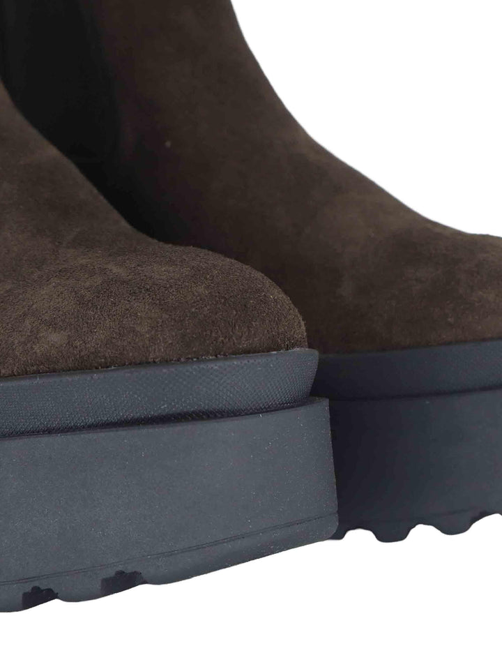 Stivaletti beatles donna in camoscio marrone con zeppa alta in gomma JOLLY 8 014 Tattoo 