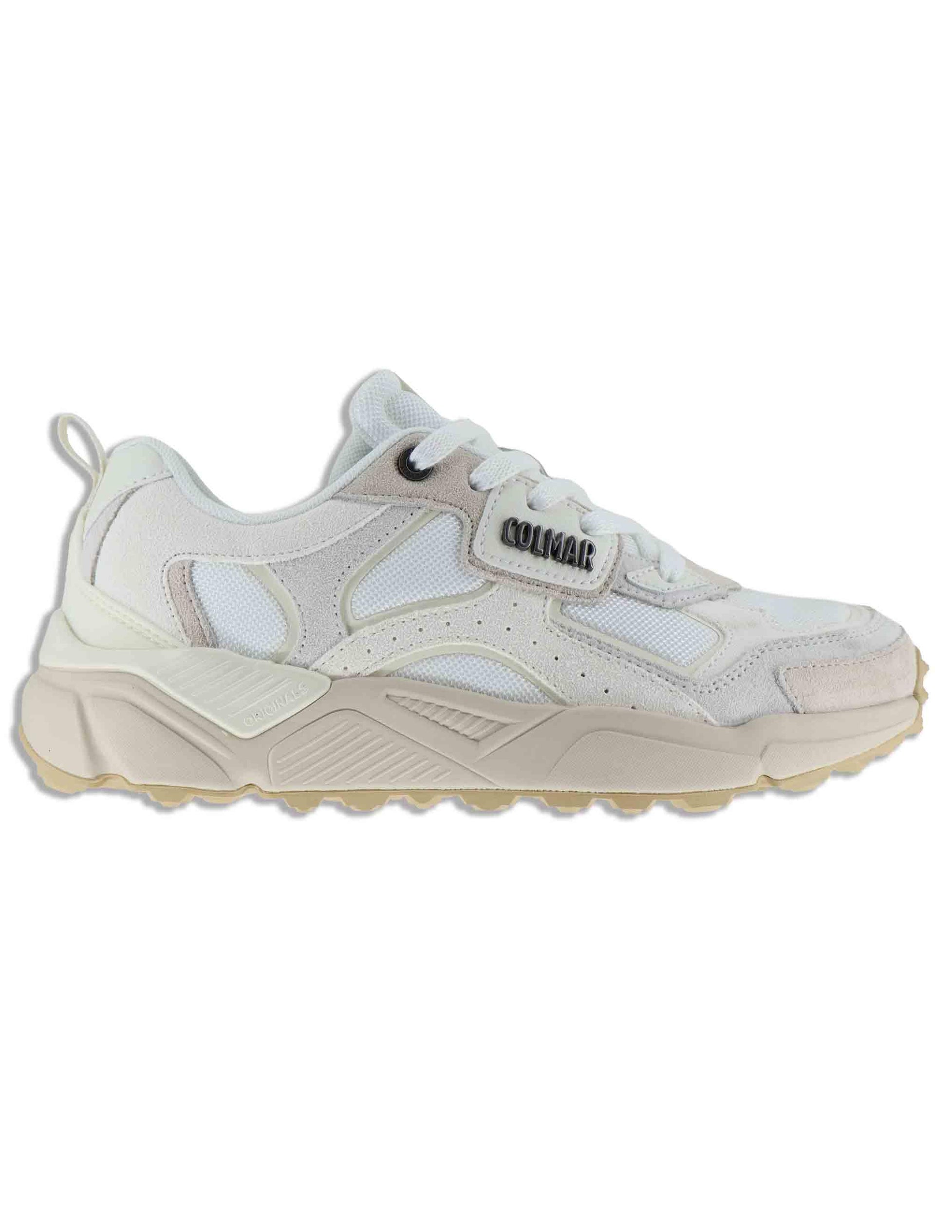 Sneakers uomo in pelle e tessuto off white con suola alta GARNER 025 Colmar 