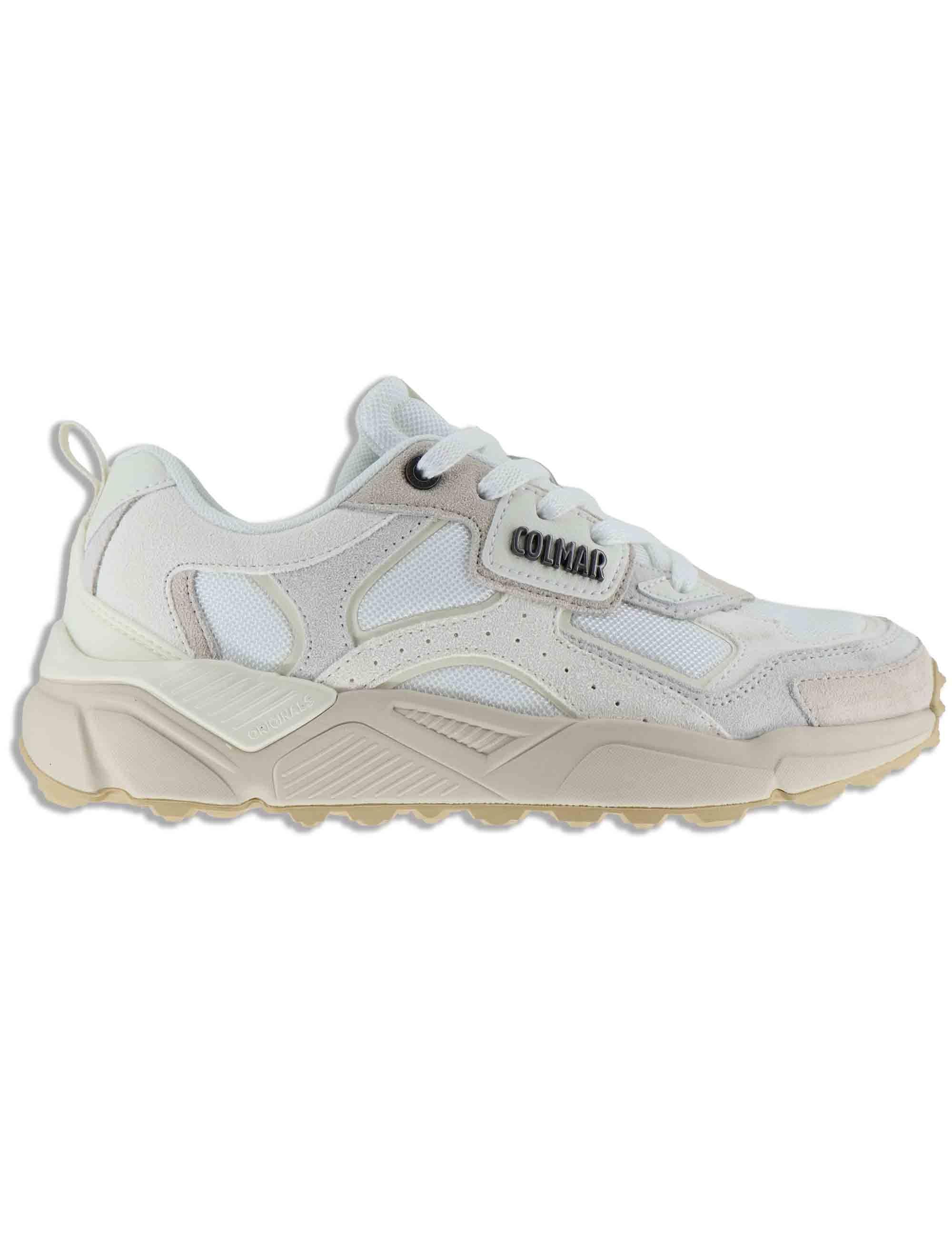 Sneakers uomo in pelle e tessuto off white con suola alta GARNER 025 Colmar 