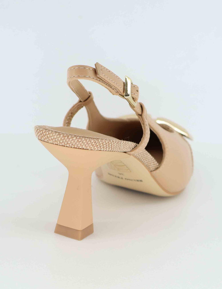Slingback donna in pelle e tessuto beige con fibbia BL0401X 014 Bruno Premi 