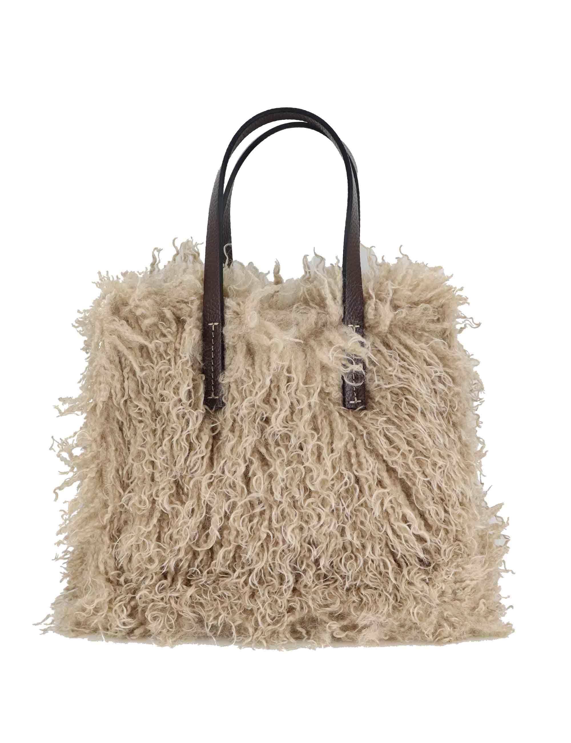 Tote bag in eco shearling beige con tracolla Donna MEZZA UMILTA DYND BEIGE