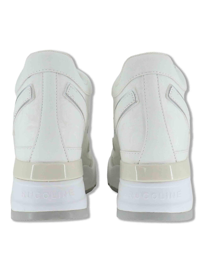 Sneakers donna stivaletto in pelle e tessuto bianco con zeppa alta 4537-84584 2 Ruco Line 