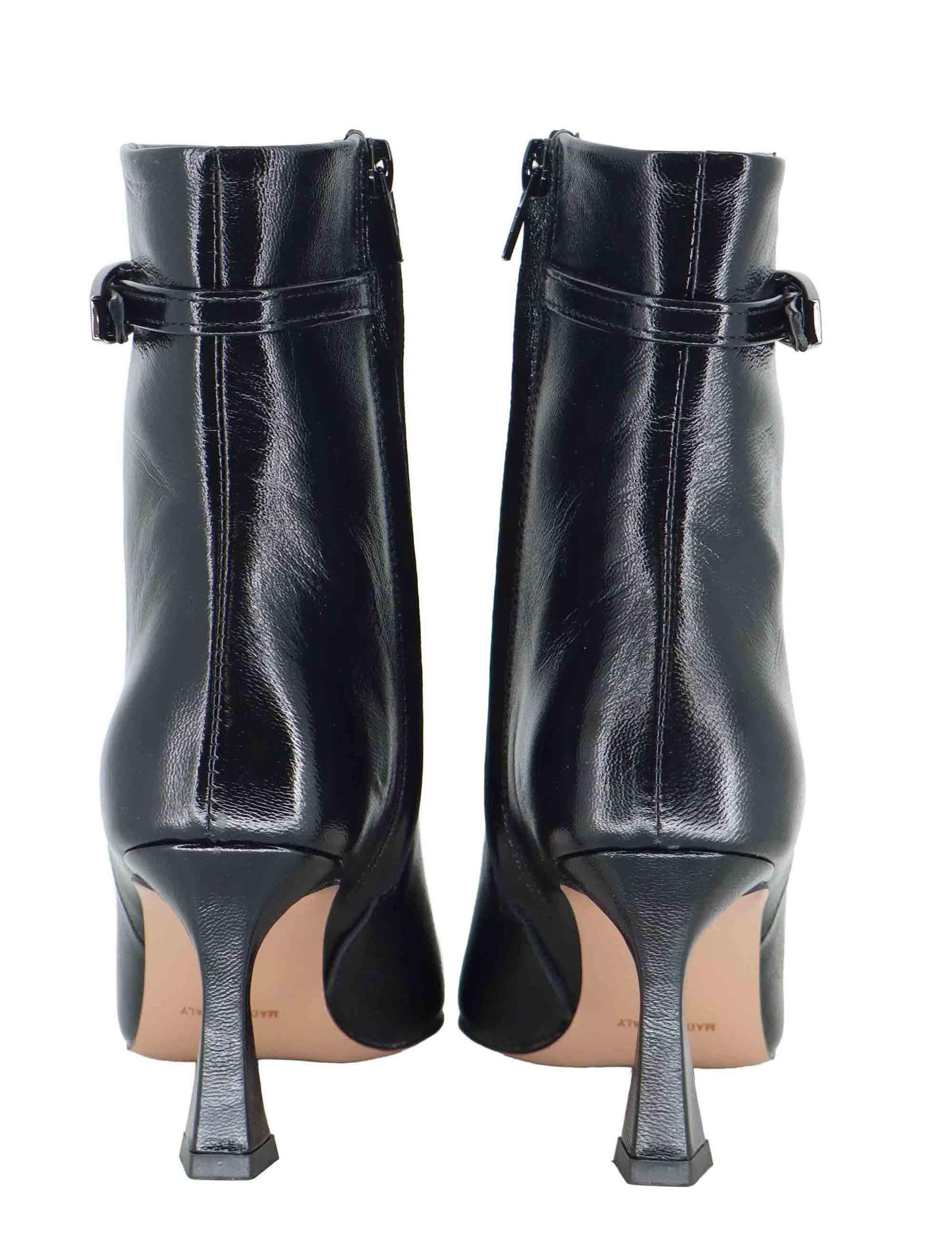 Stivaletti donna in pelle nera con tacco alto e punta a punta R787 001 Bianca Di 