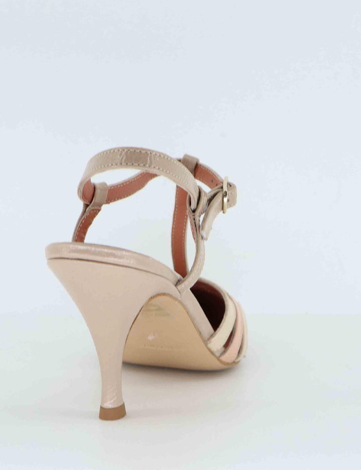 Slingback donna in vernice beige tacco alto 8745R 023 Les Venues 