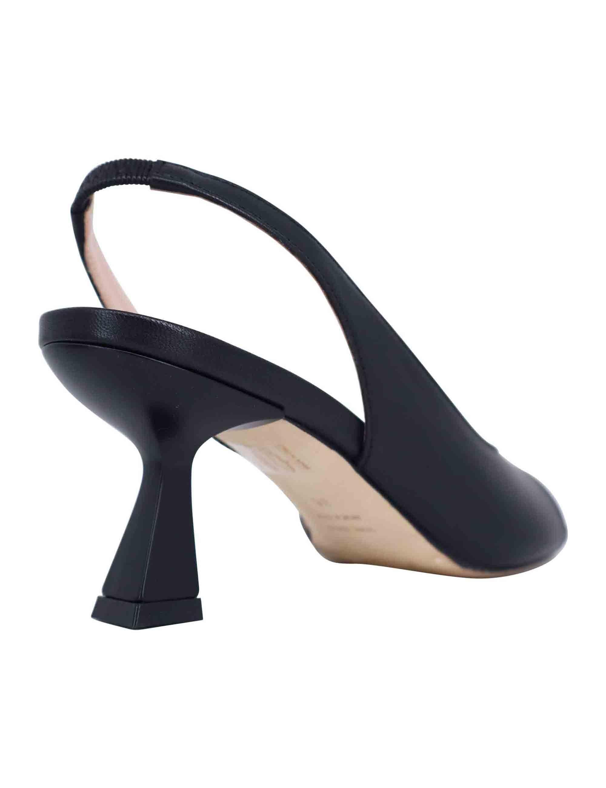 Sandali slingback donna in pelle nera con punta quadra SP5424 001 Spatarella 