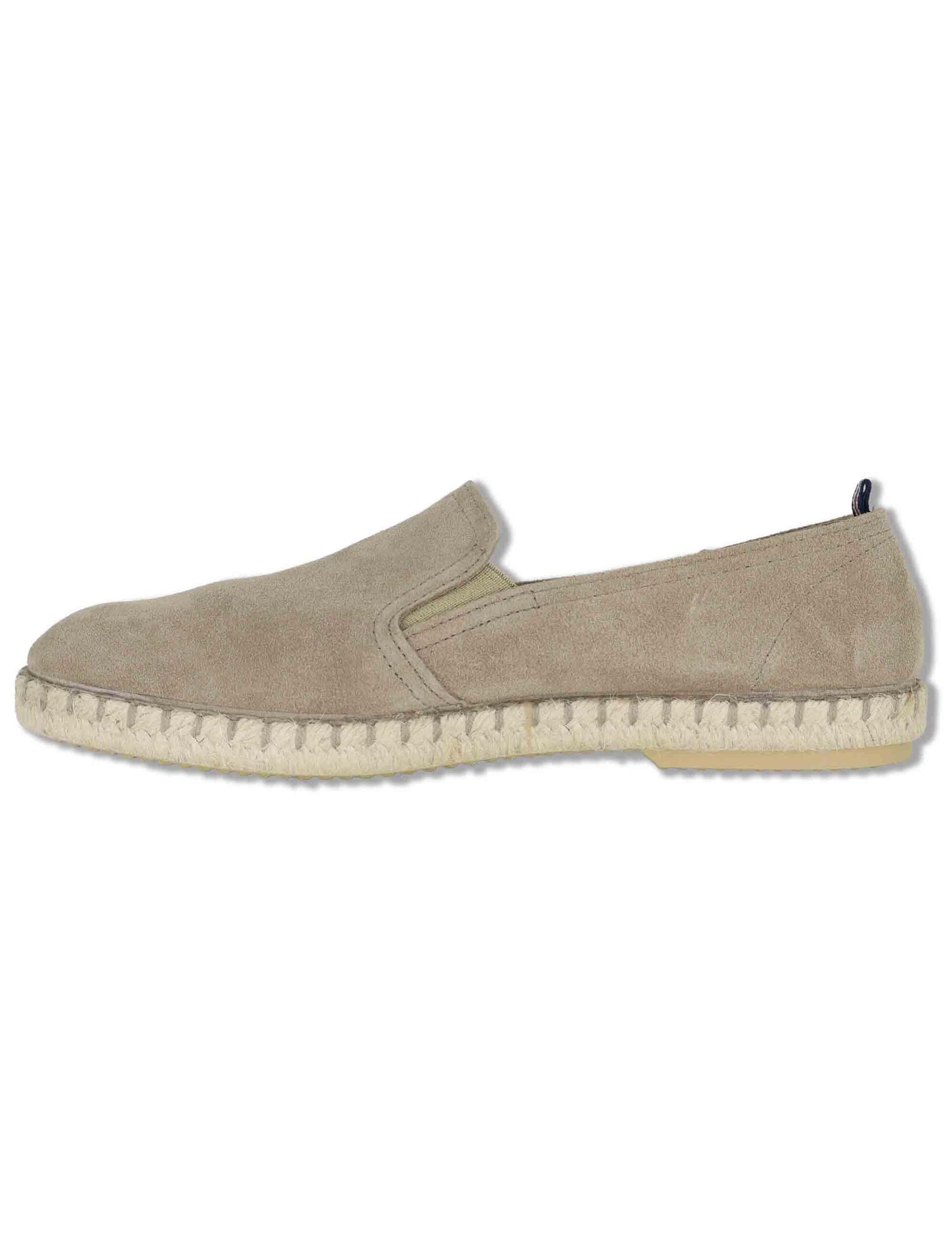 Mocassini espadrillas uomo slip on uomo in camoscio taupe TOM 028 Verbenas 