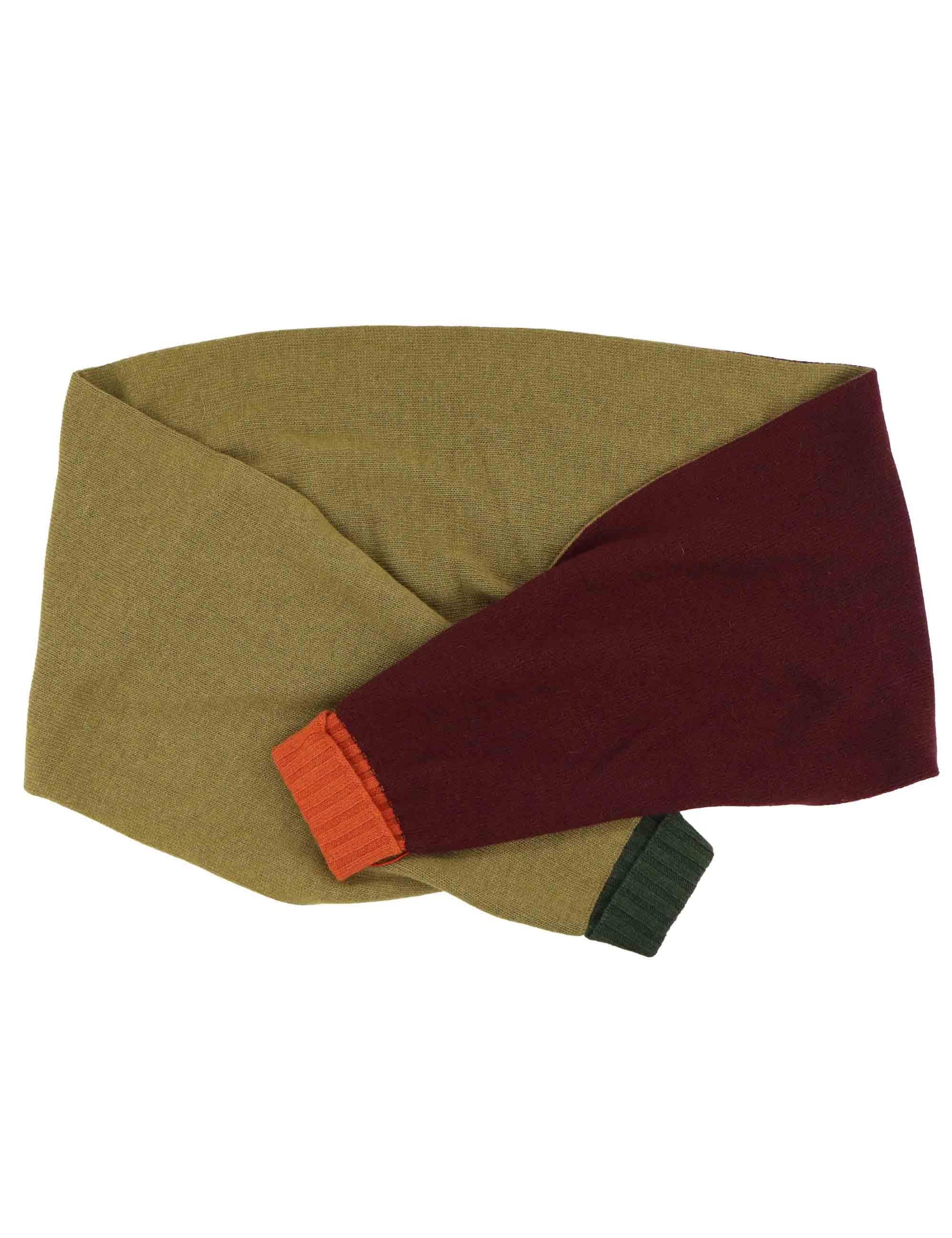 Sciarpe donna in lana verde e bordeaux marrone con polsini a contrasto EE794 12046 2 BARBIERI 1945 