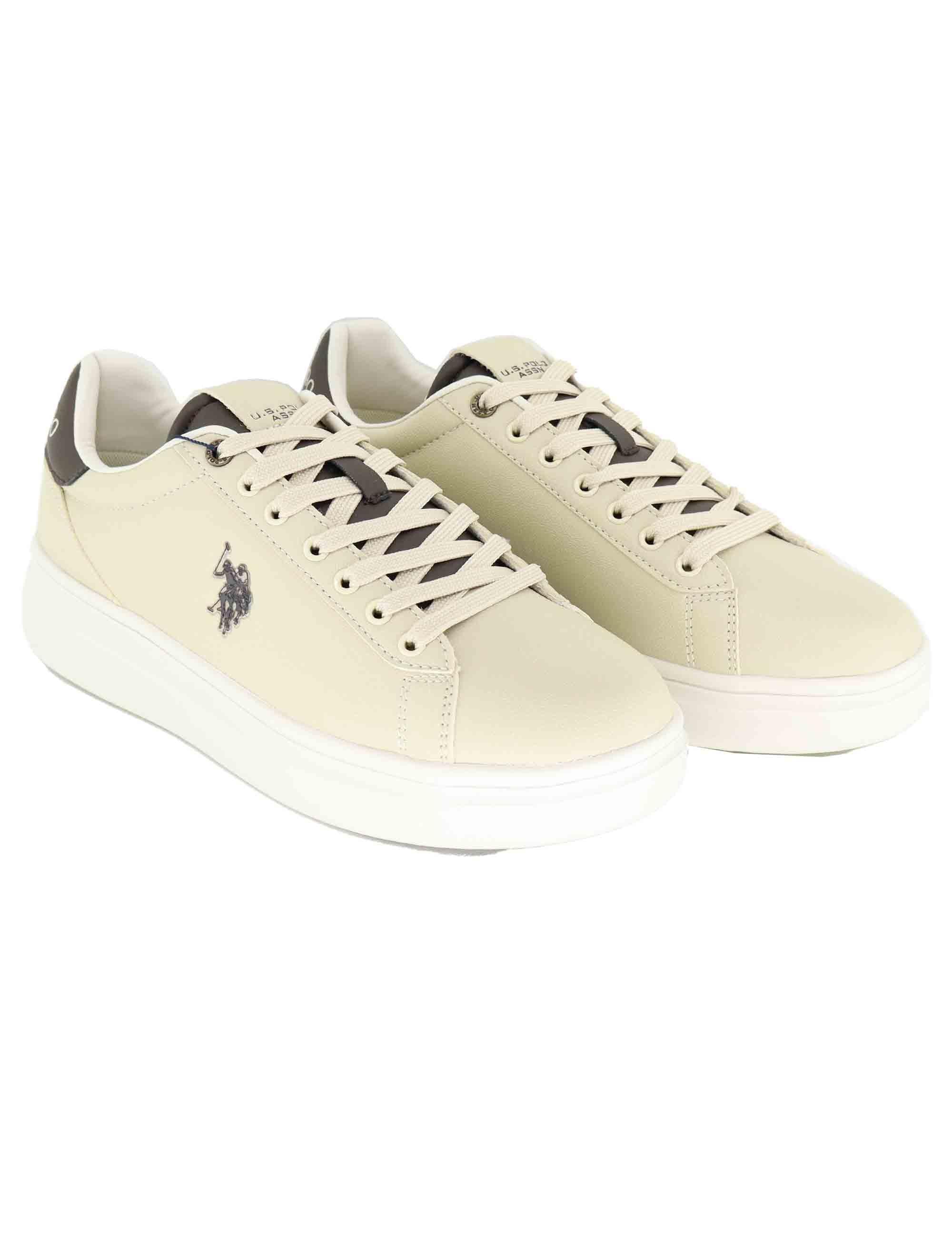 Sneakers uomo in tessuto beige con logo laterale e suola alta CODY010A LBE-DBR03 U.S. Polo Assn. 