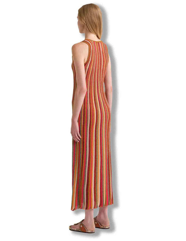 Abiti lunghi donna Flexage Stripes in viscosa a righe verticali ruggine e multicolore JF951378211 31B99 Maliparmi 