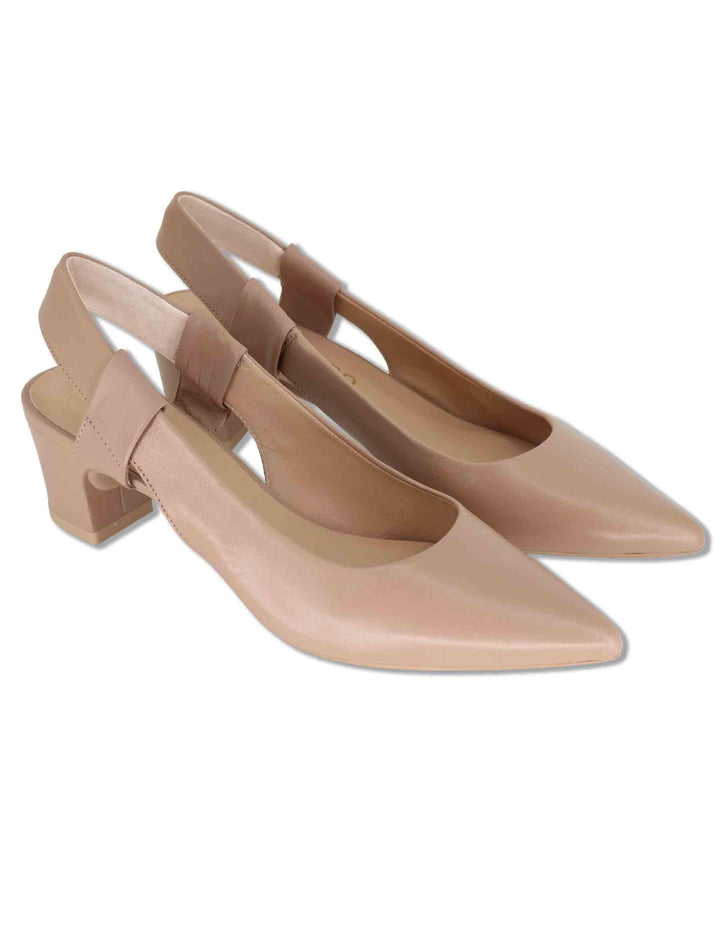 Decollete slingback donna in pelle cipria con tacco 5 e punta a punta JAVEA NTO PRALINE Unisa 