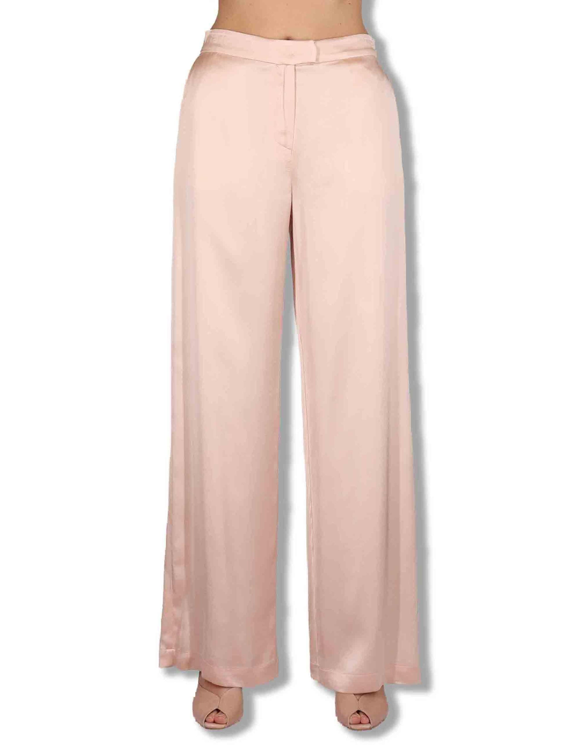 Pantaloni donna Shiny Cady in viscosa rosa con gamba larga JH807550631 32001 Maliparmi 