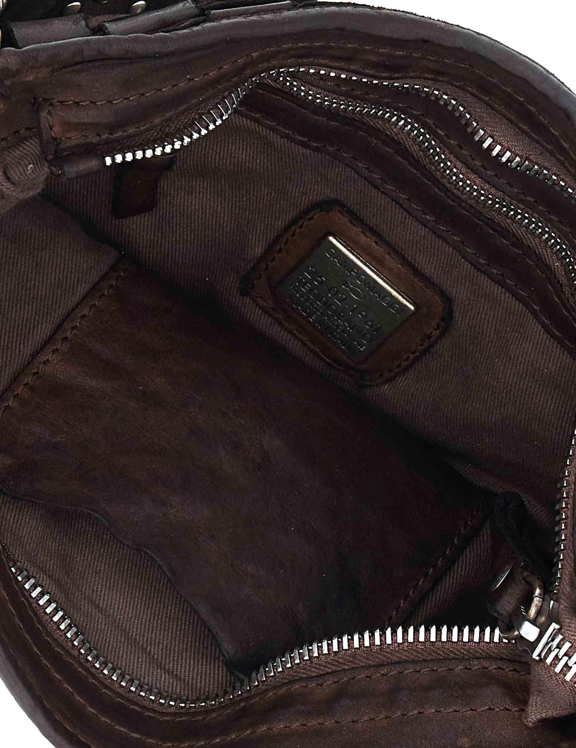 Borse donna Beth in pelle testa di moro intrecciata con tracolla borchiata C043760ND X0019 C1501 Campomaggi 