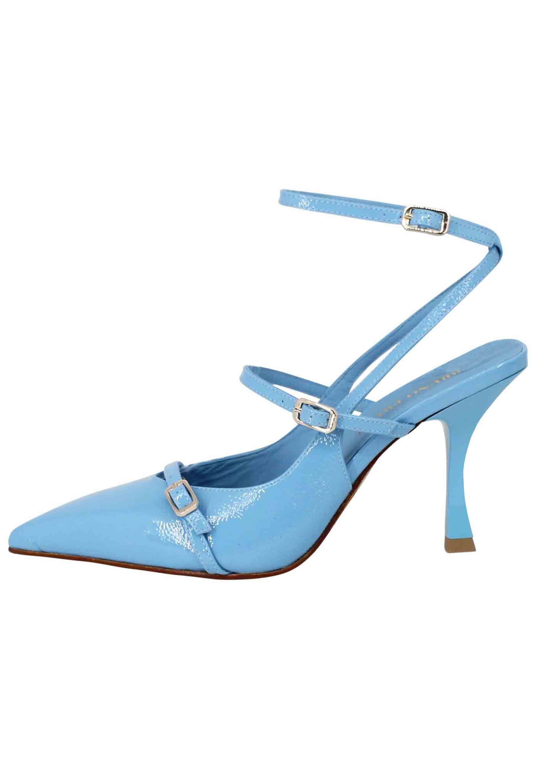 Decollete donna  Tai Laliet in vernice celeste con doppi cinturini e tacco alto BF2903X 306 Bruno Premi 