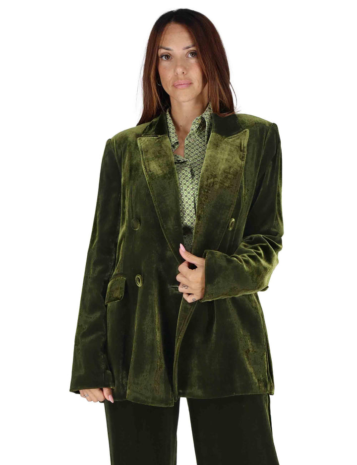 Giacche donna doppiopetto Fluid Velvet in misto seta verde JD647061026 60004 Maliparmi 