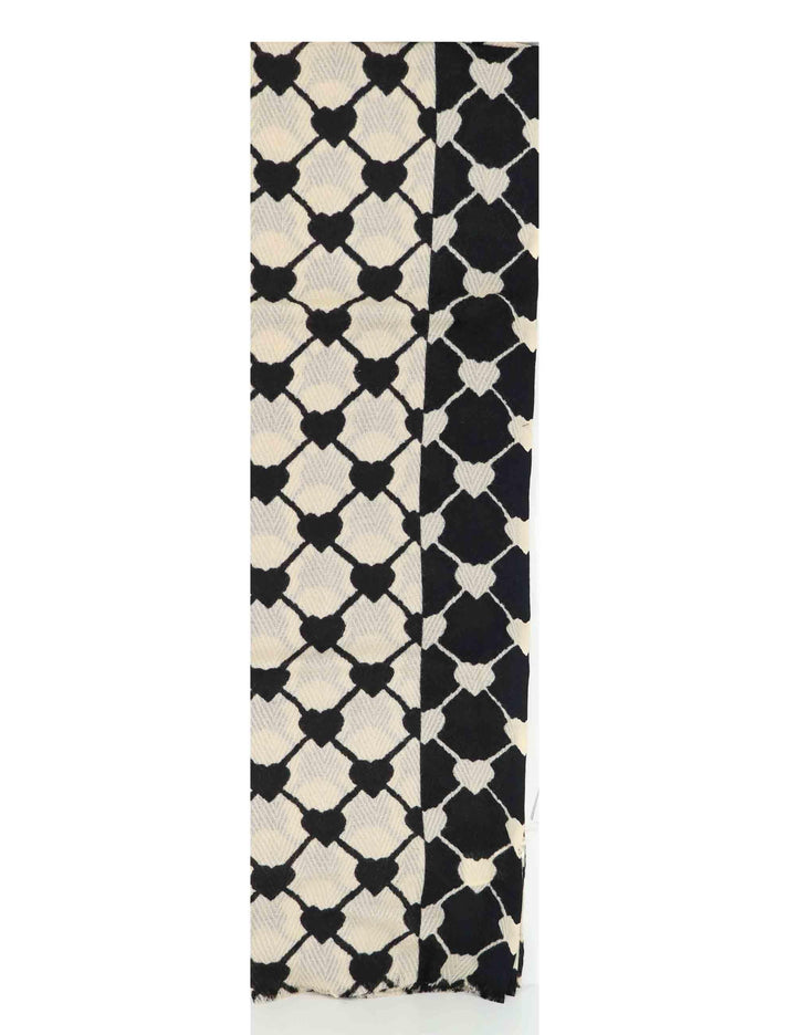 Sciarpe donna in lana nera e bianca con stampa 61260004 0012 Pyaar 