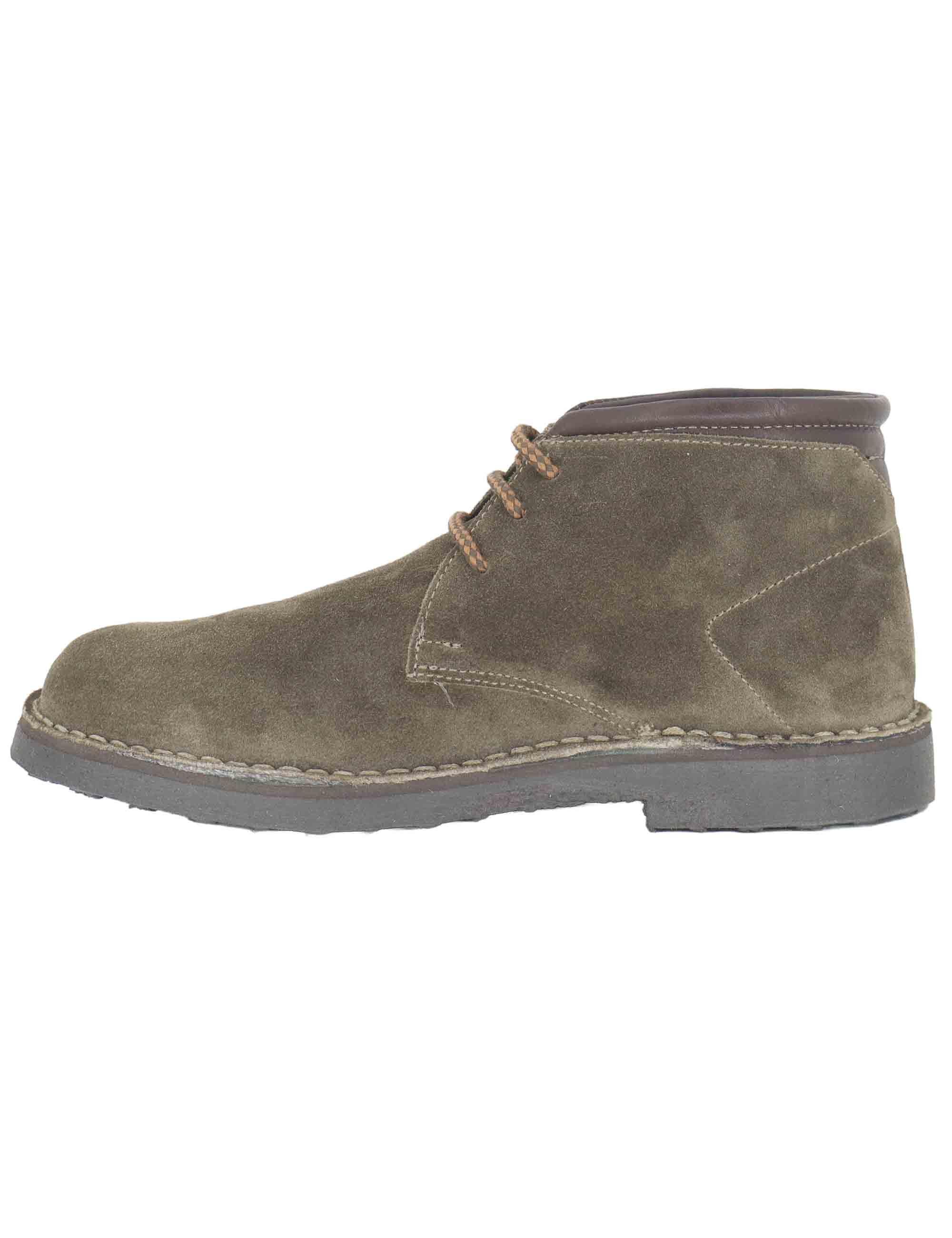 Stivaletti uomo in camoscio taupe con riporti in pelle e suola in gomma SPBA2001 029 Spatarella 