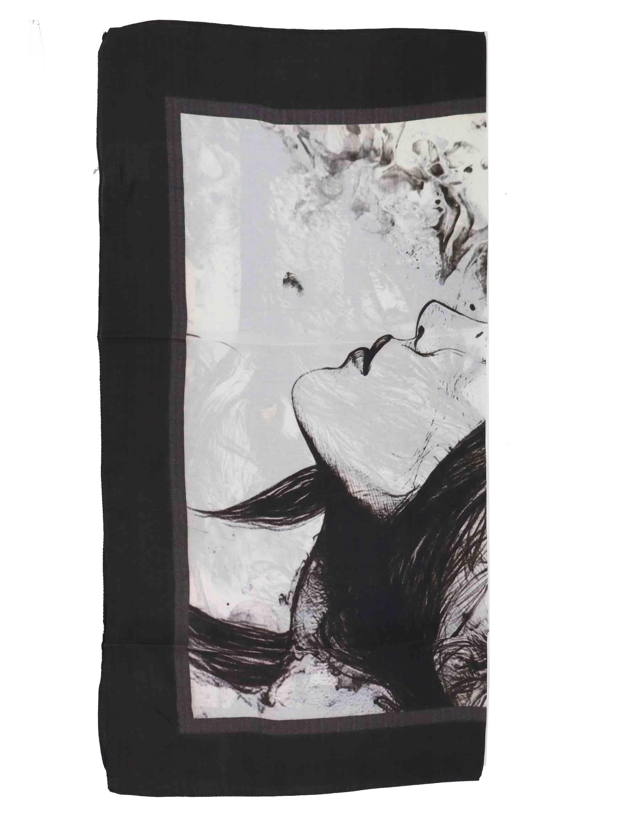 Foulard donna in pura seta a fantasia nera Wolf 60260056 0012 Pyaar 