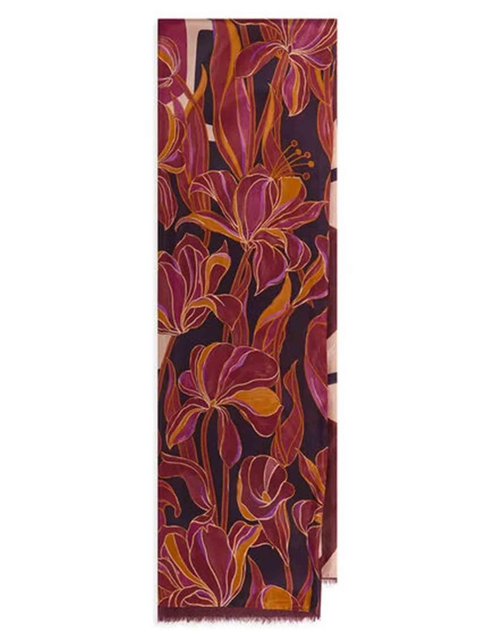 Stole donna Collection Print in pura seta bordeaux stampate a fantasia IB020730123 A3364 Maliparmi 