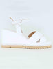 Women's White Leather Wedge Sandals BL5302X 100