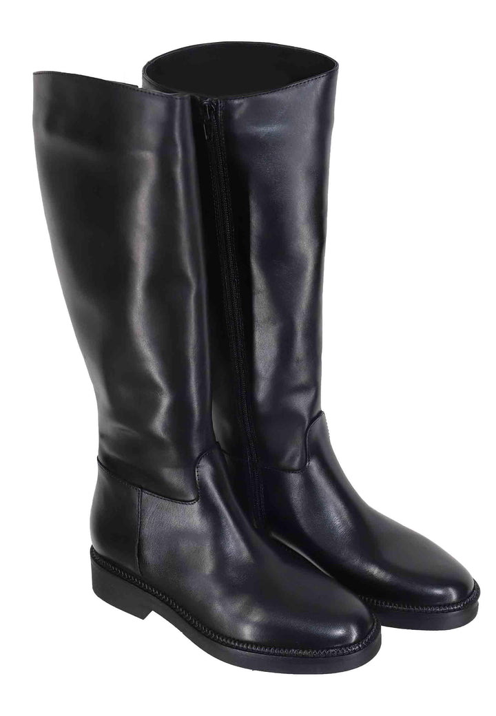 Stivali donna in pelle nera con tacco basso e punta tonda SPD2014 001 Spatarella 