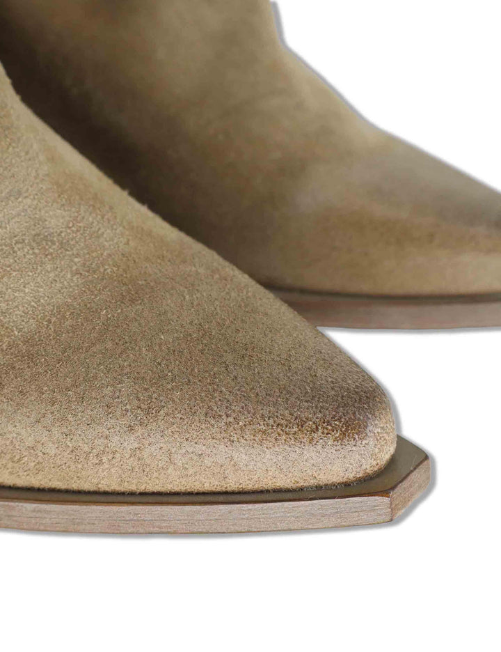 Stivaletti texani donna in camoscio taupe con zip posteriore e tacco medio SPDX2215 0289 Spatarella 