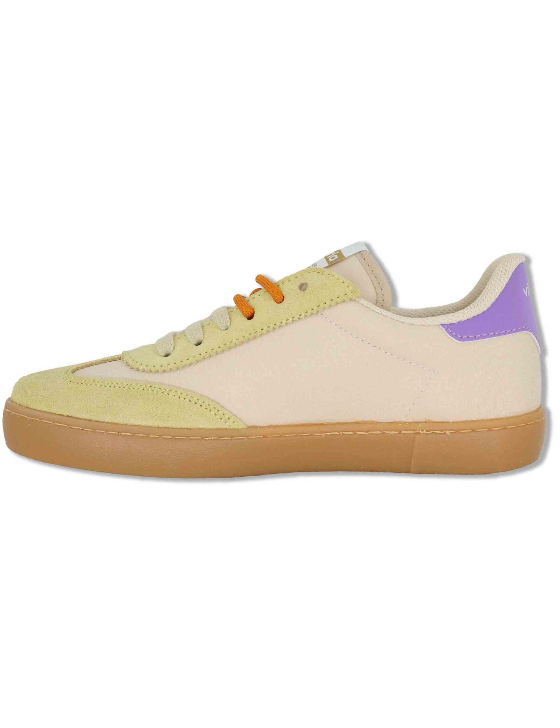Sneakers donna Berlin in pelle beige con riporti in contrato 1126230 23_Vainilla Victoria 