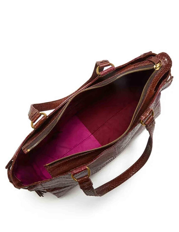 Borse Shopping donna Exotic Stripes in pelle rossa multi con doppi manici e nappine BH030301556 30F99 Maliparmi 