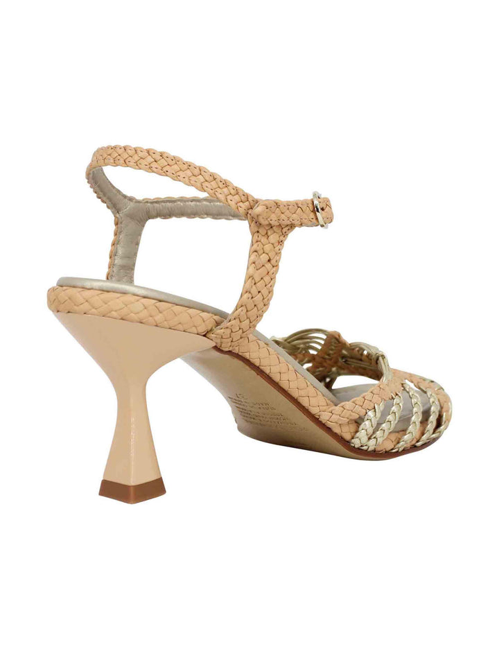 Sandali donna in pelle intrecciata beige con cinturino alla caviglia e punta quadra 10867 600 Pons Quintana 