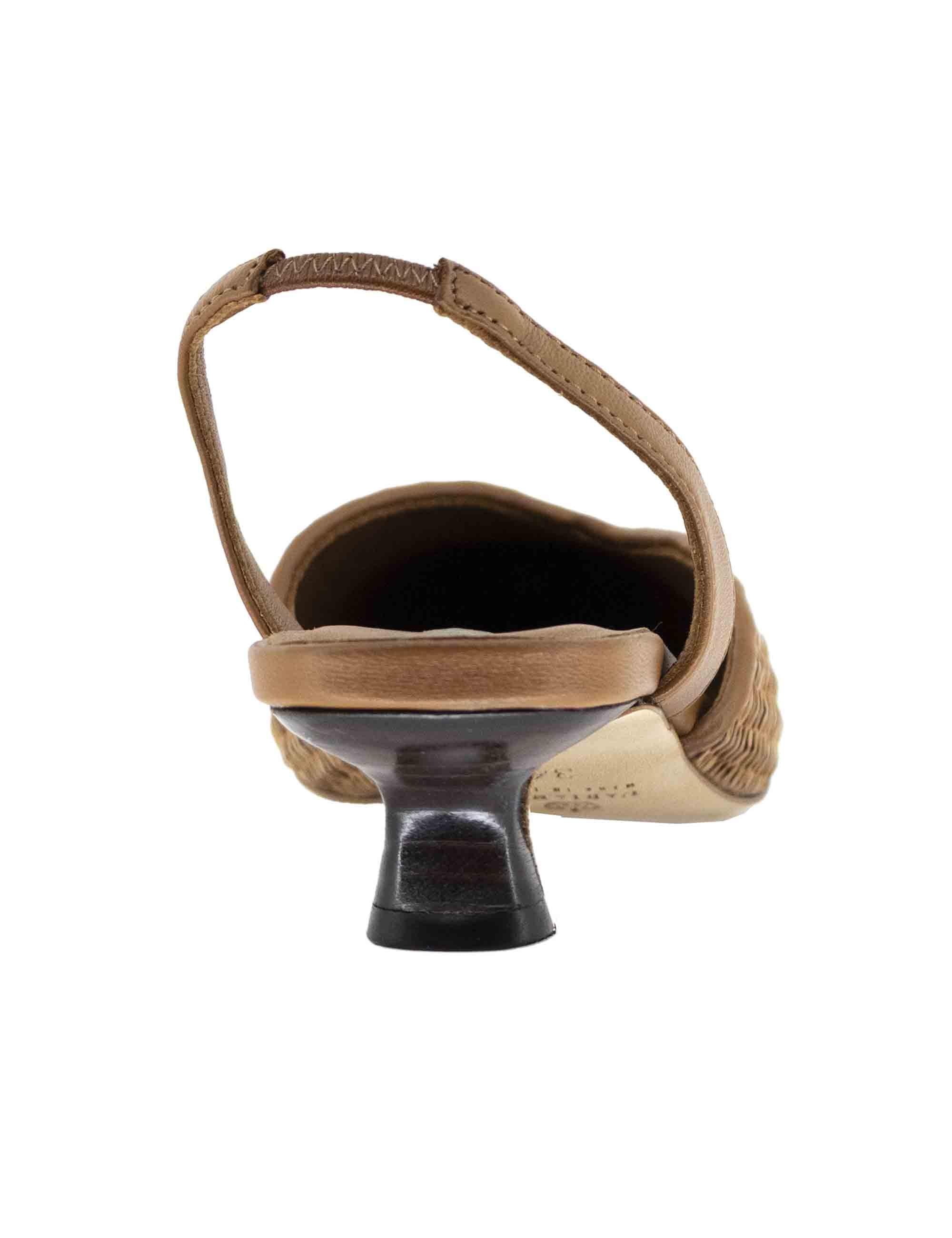 Slingback donna in pelle cuoio e rafia CH2533/RT 014 L'Arianna 