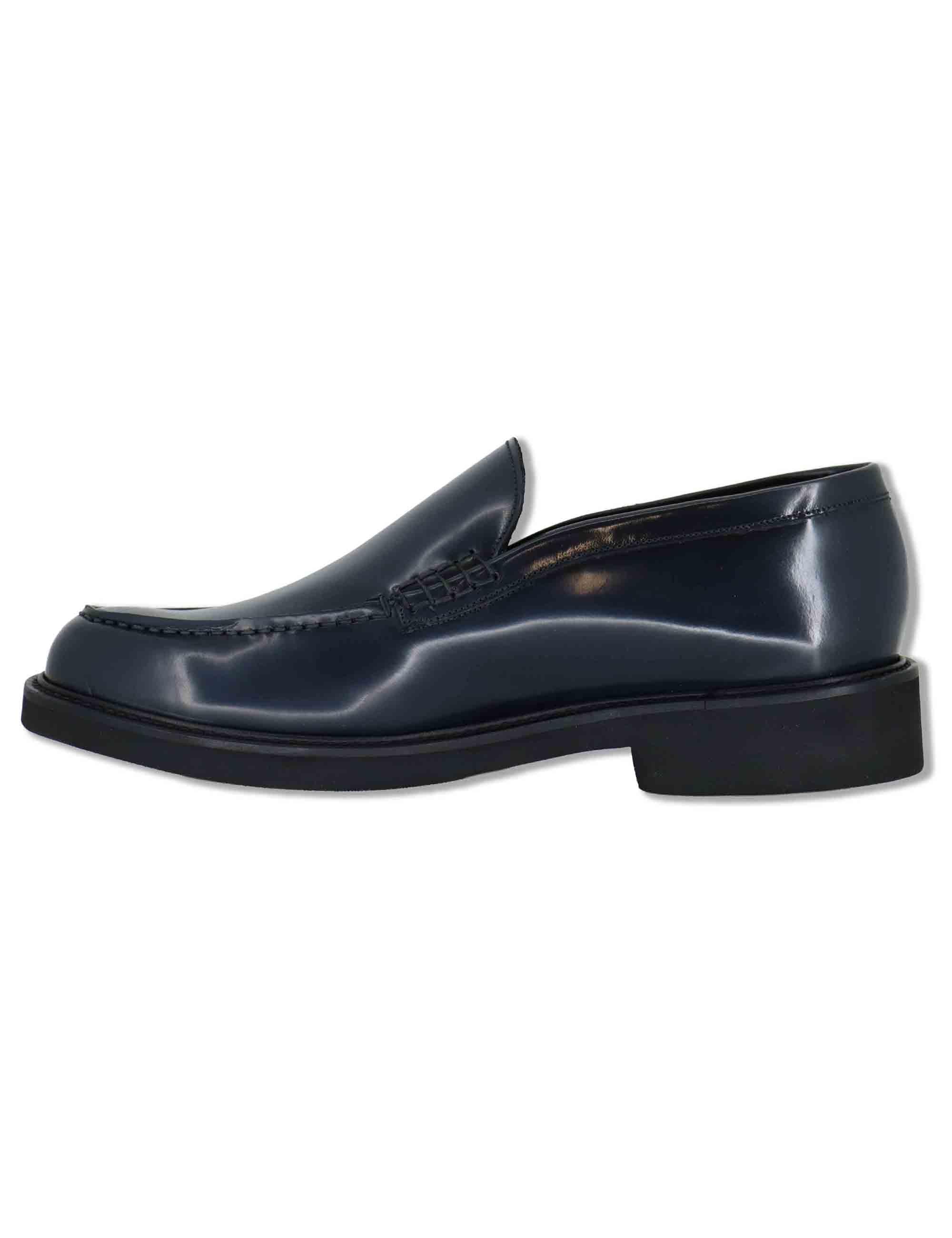 Mocassini uomo in pelle lucida blu fondo gomma senza bendina SP06 002 Spatarella 