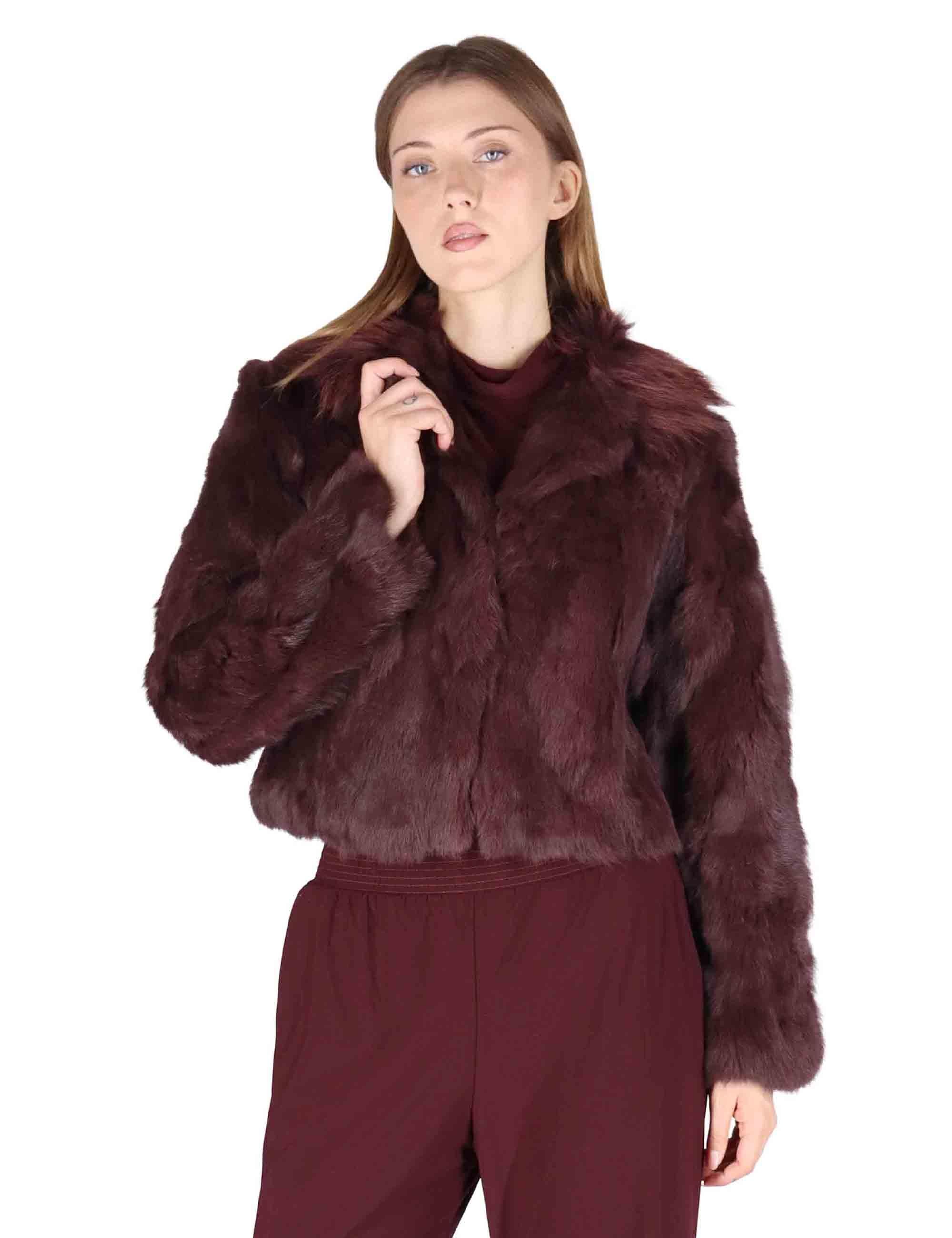 Giubbotti bomber corti donna in lapin bordeaux SP25101 BRDX Spatarella 