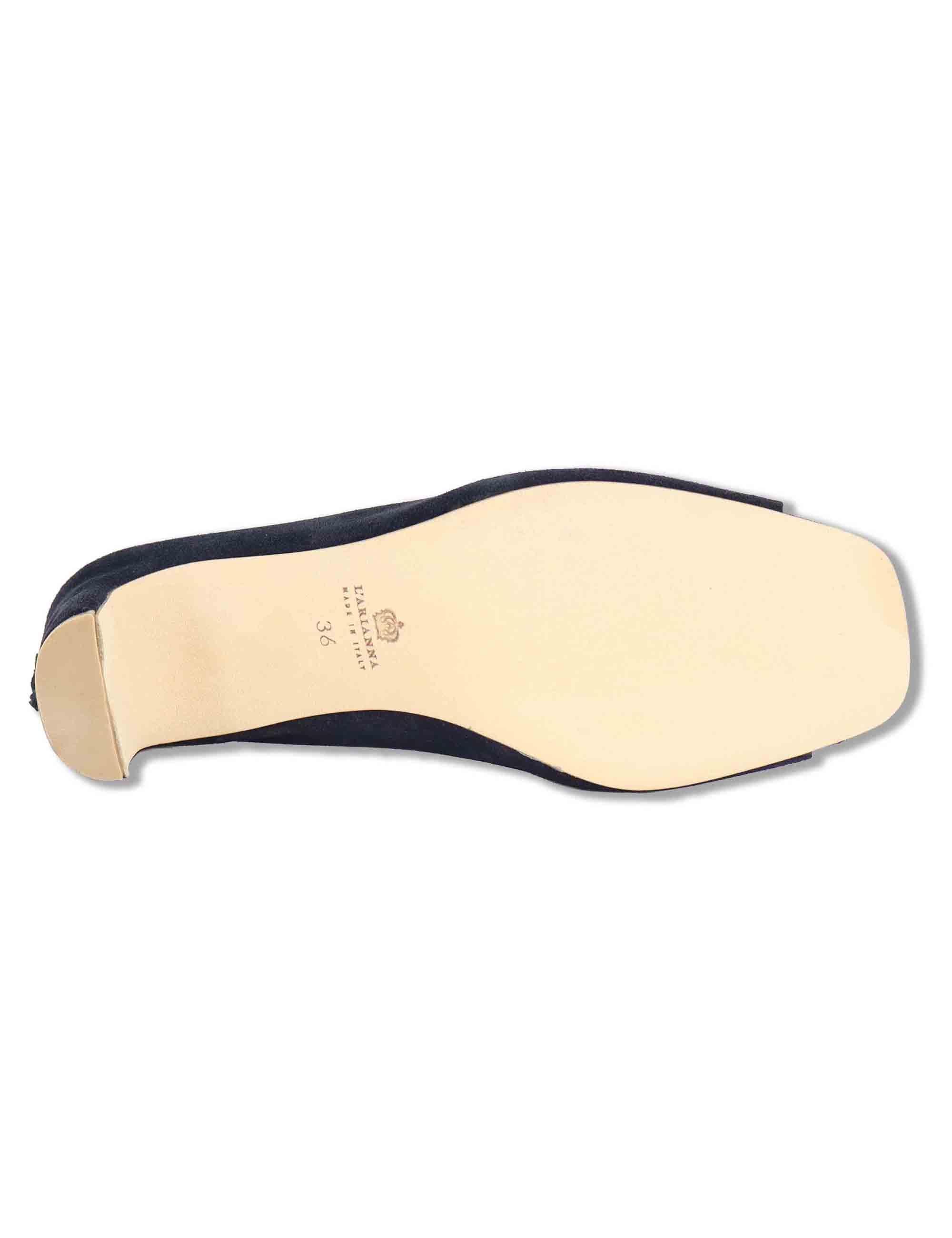 Sandali donna in camoscio blu senza cinturini con punta quadra DS2677/SR 002 L'Arianna 