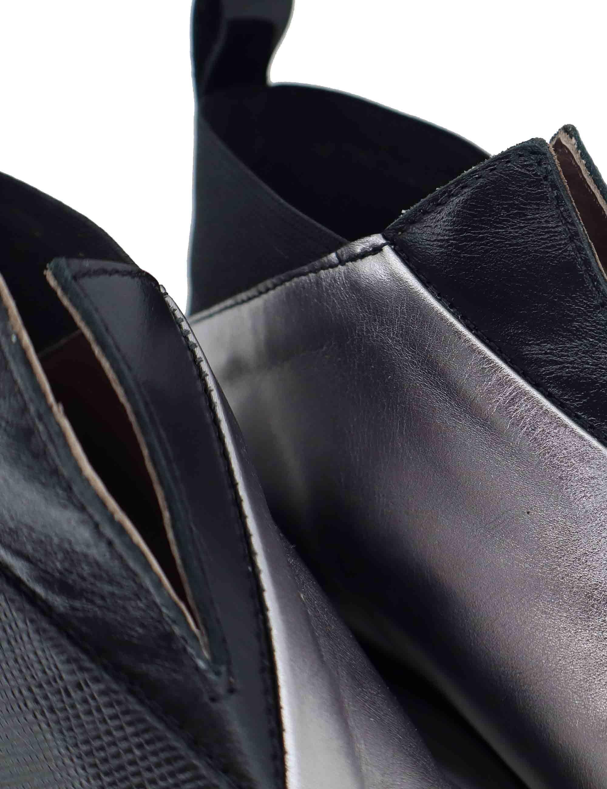 Stivaletti donna in pelle nera e argento tacco basso G36A 4 Le Bohemien 