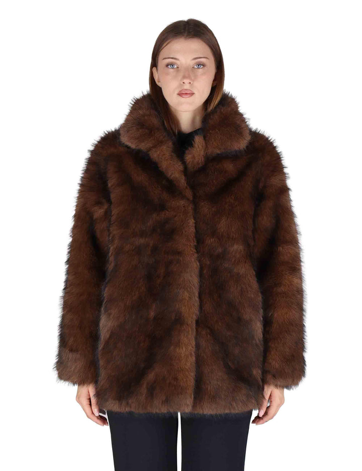 Cappotti donna in eco fur marrone SP25297 DARK BROWN Spatarella 
