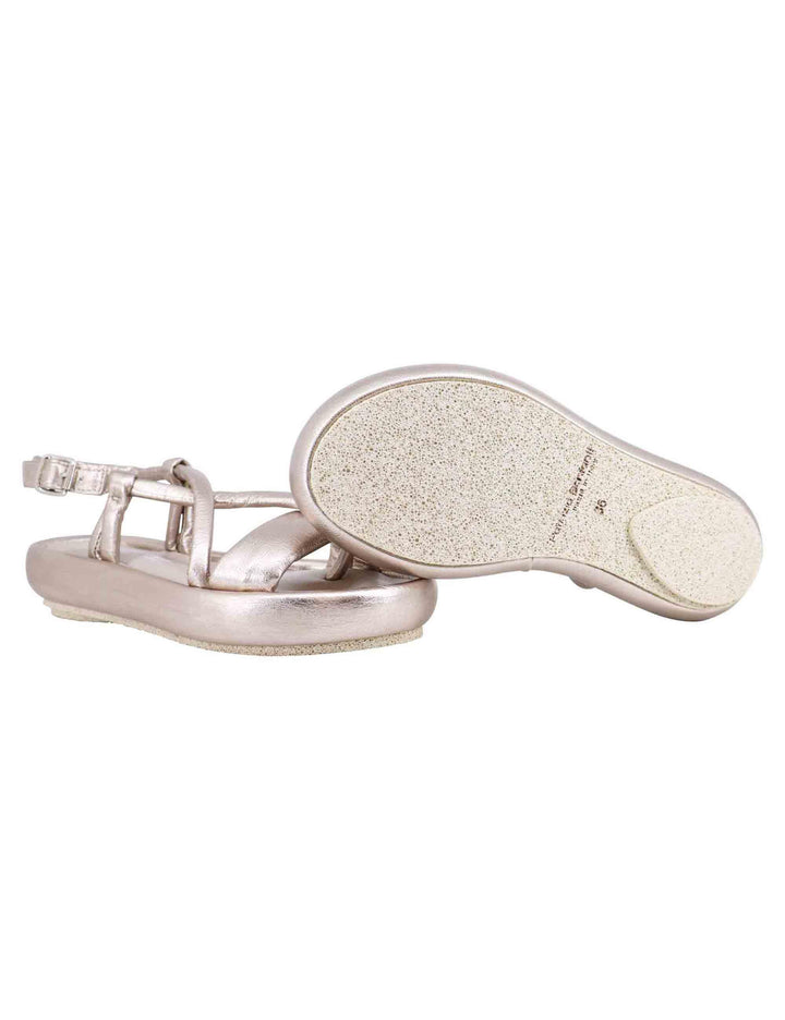 Sandali infradito slingback donna in pelle platino con zeppa bassa BASU 015 Patrizia Bonfanti 