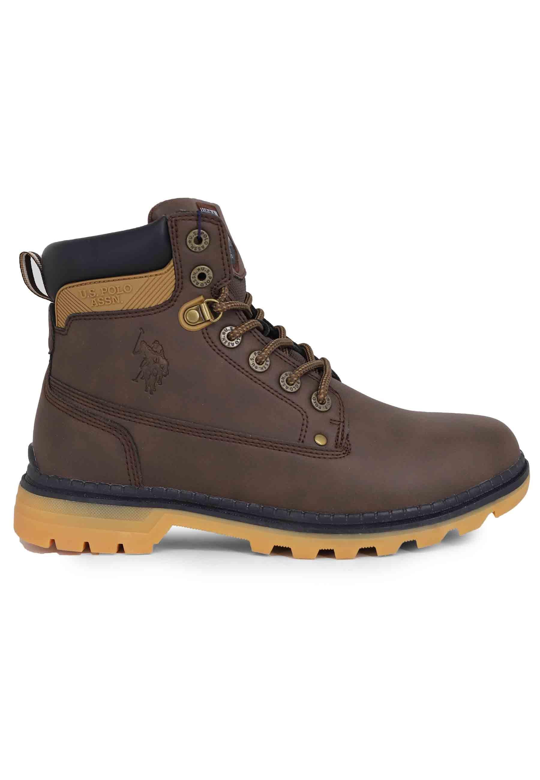 Stivaletti anfibi uomo in eco pelle testa di moro con suola carrarmato ZIGGY002A DBR001 U.S. Polo Assn. 