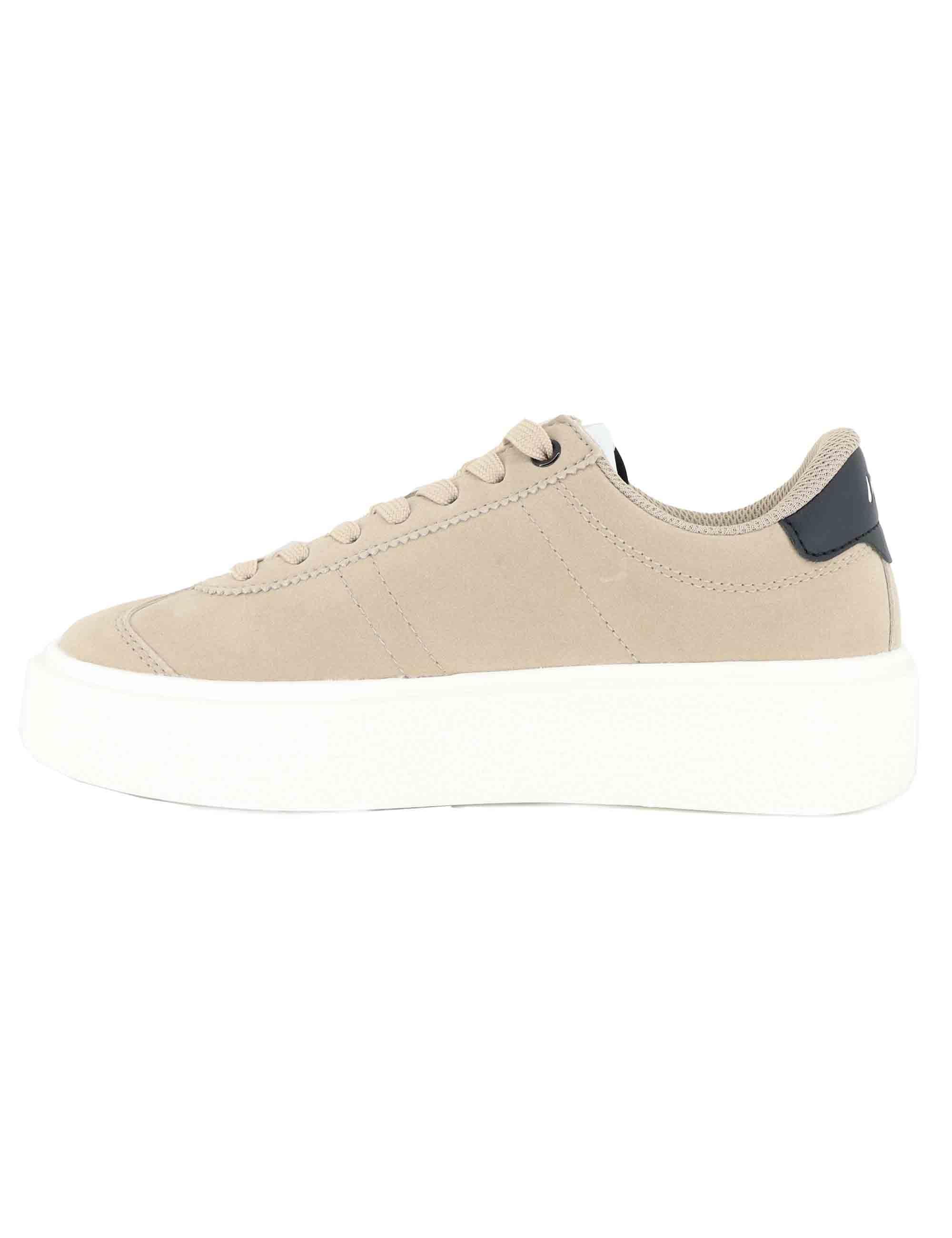 Sneakers donna in eco pelle beige con logo e suola alta in gomma JODY002 BEI U.S. Polo Assn. 