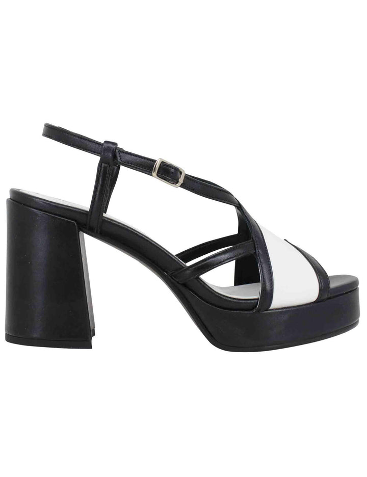 Sandali slingback donna in pelle nera tacco alto e plateau SP863 001 Spatarella 