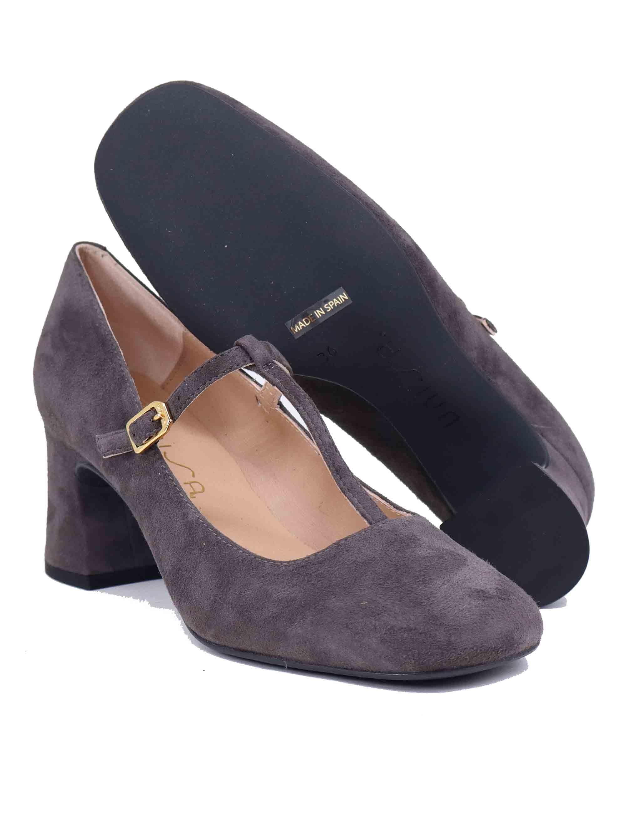 Mary Jane donna in camoscio grigio tacco alto MAZON KS COAL Unisa 
