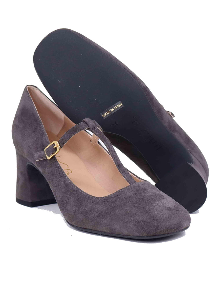 Mary Jane donna in camoscio grigio tacco alto MAZON KS COAL Unisa 