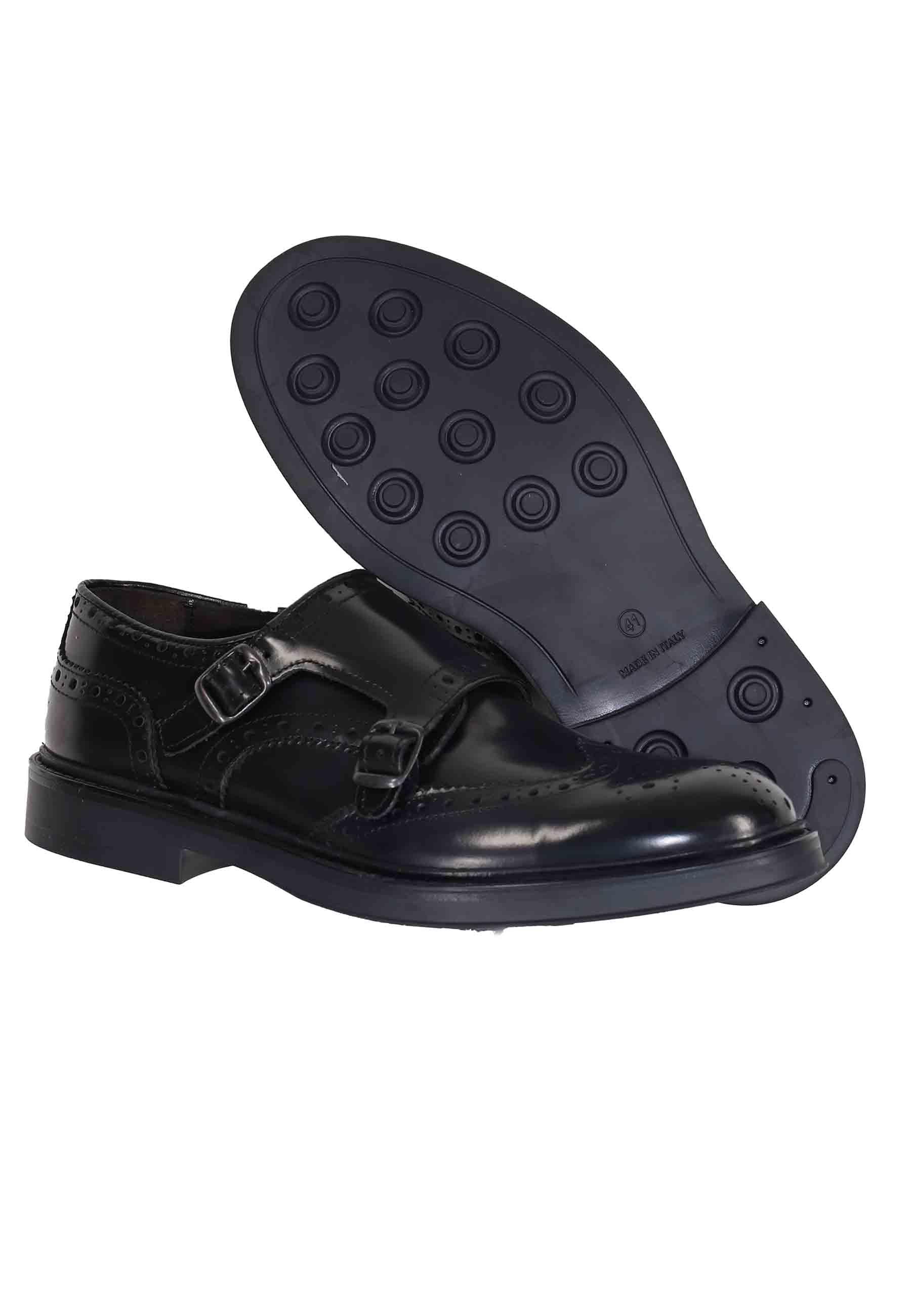 Mocassini diplomatici uomo in pelle nera con impunture SP1801 001 Spatarella 