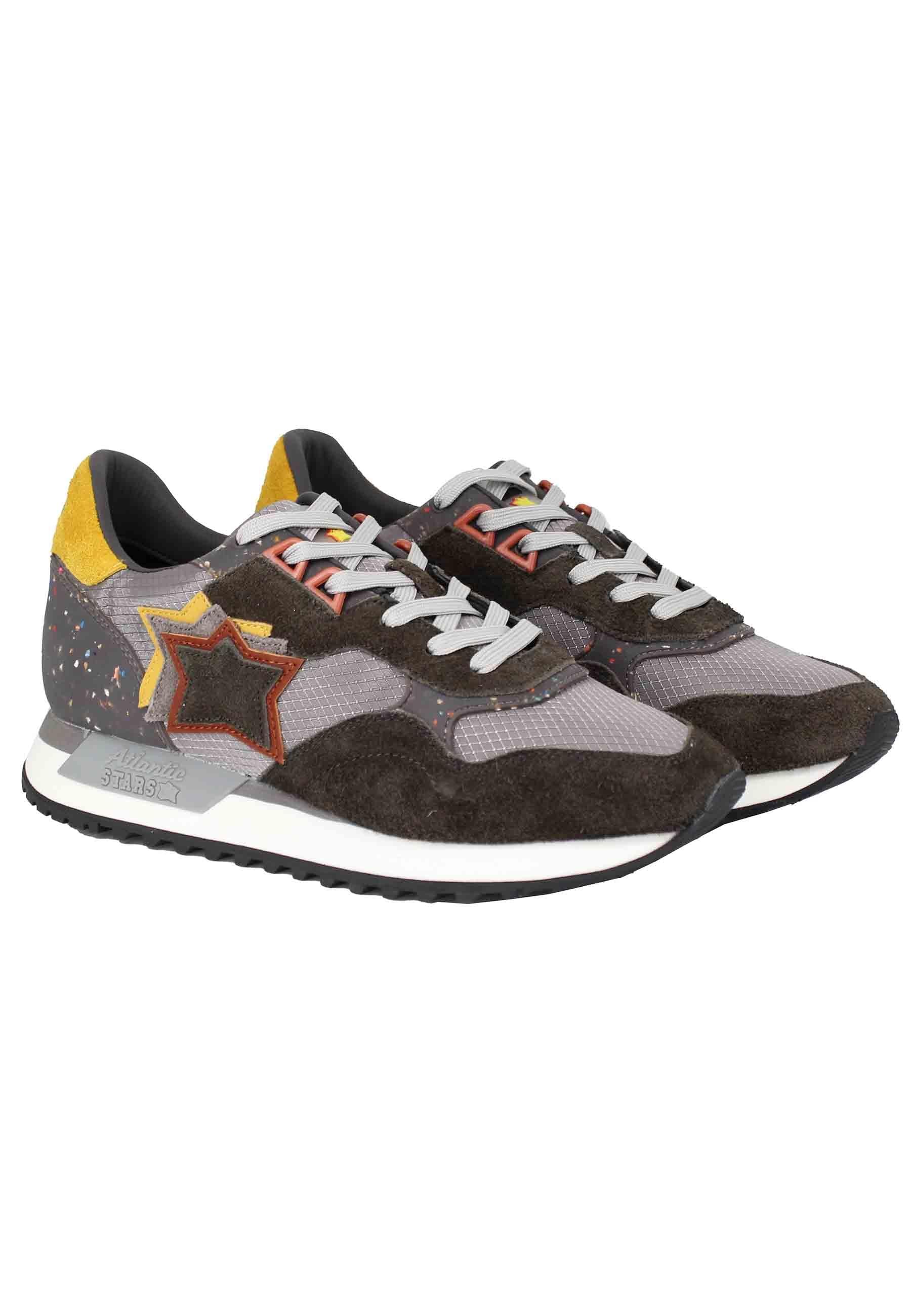 Sneakers Draco uomo in pelle e tessuto grigio con stelle in tinta DRACOC GCFYDR21 Atlantic Star 