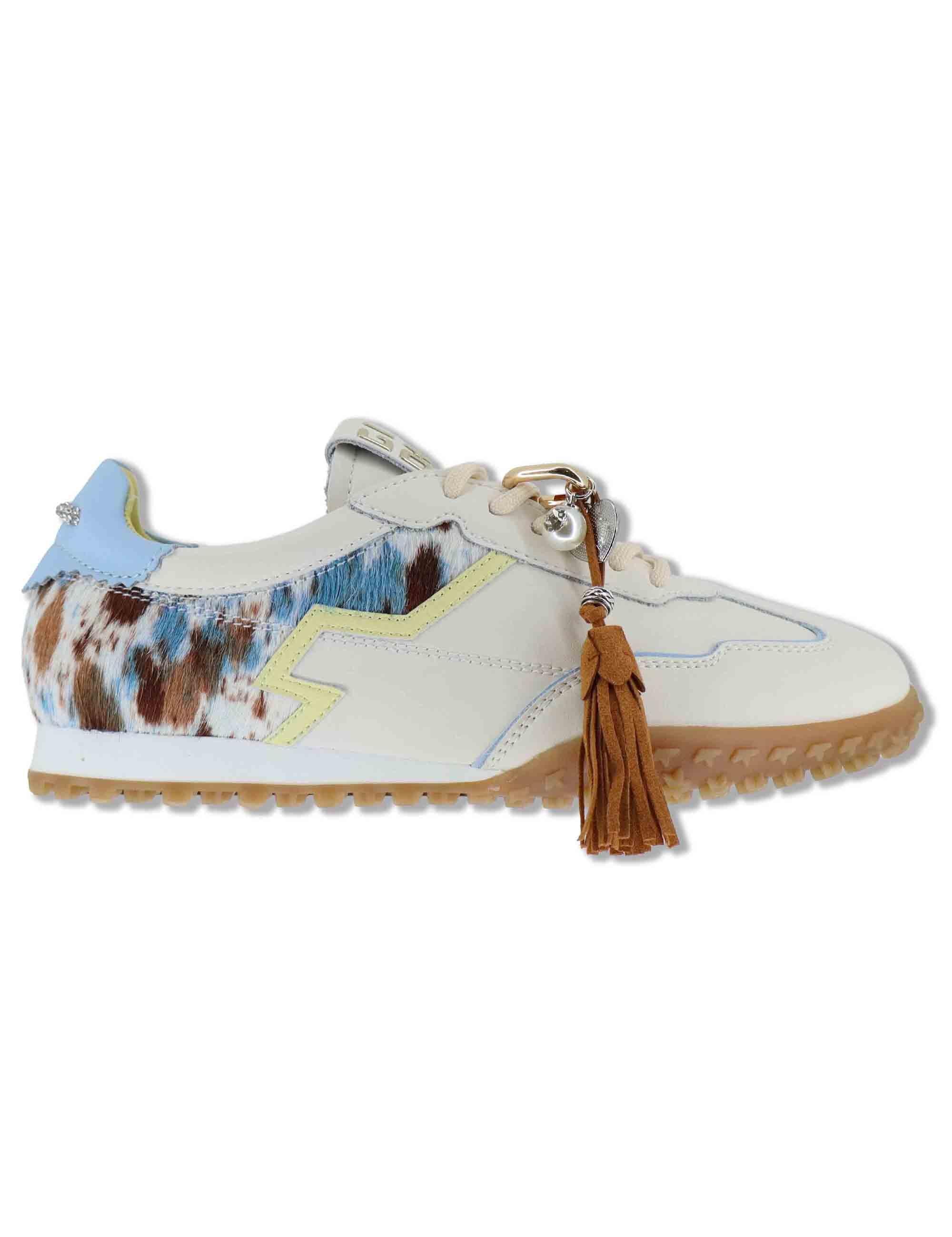 Sneakers donna in pelle bianca con charms removibili CIELO 06 Gio + 
